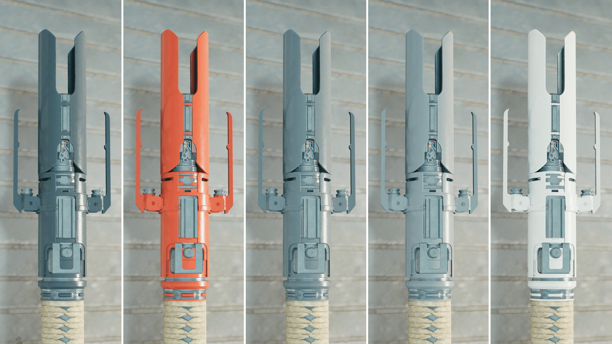 A close-up of part of a lightsaber on a Workbench in Jedi: Survivor.