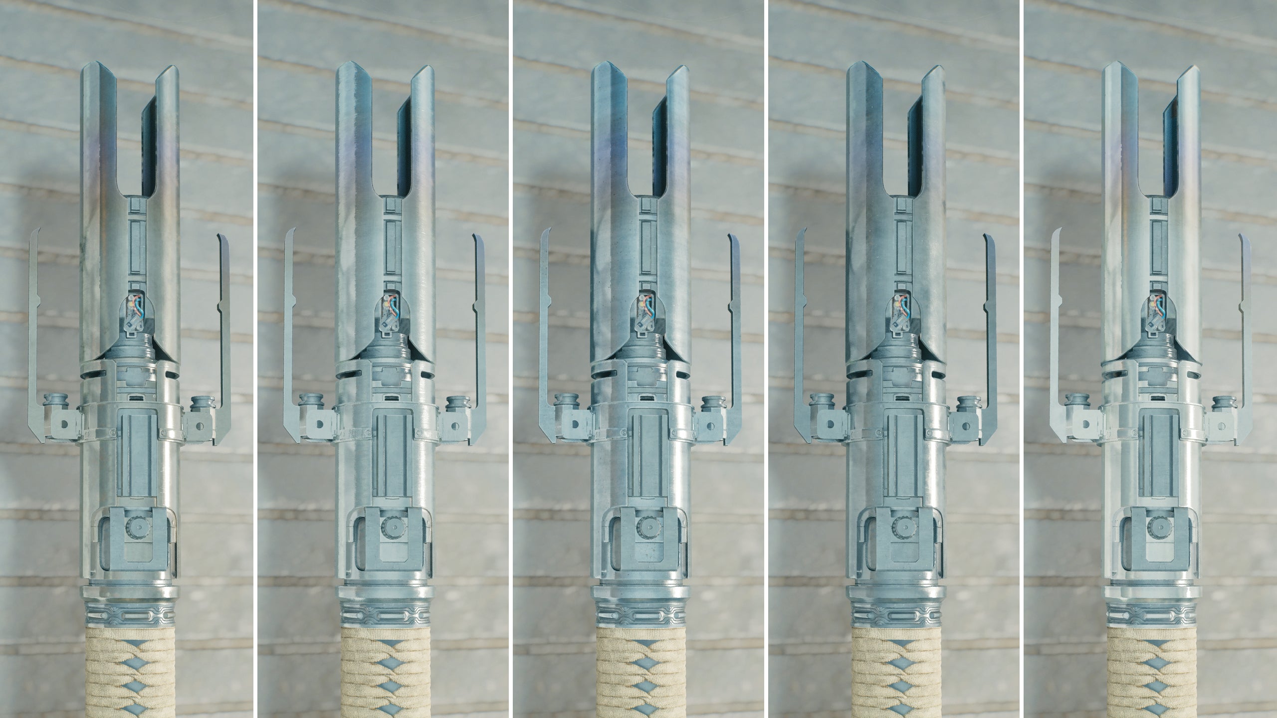 A close-up of part of a lightsaber on a Workbench in Jedi: Survivor.