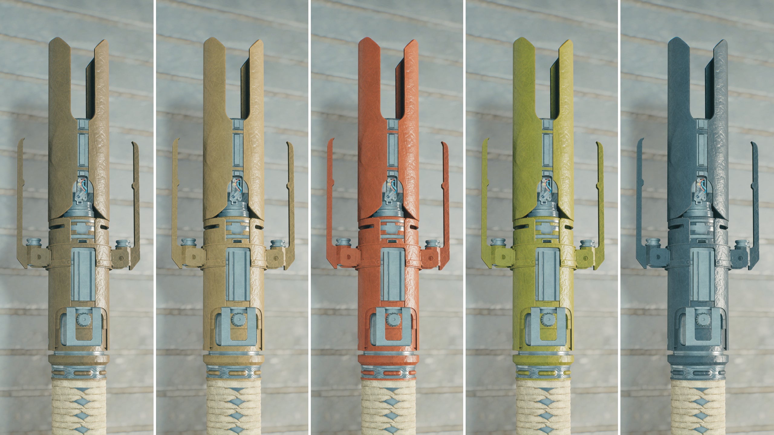 A close-up of part of a lightsaber on a Workbench in Jedi: Survivor.