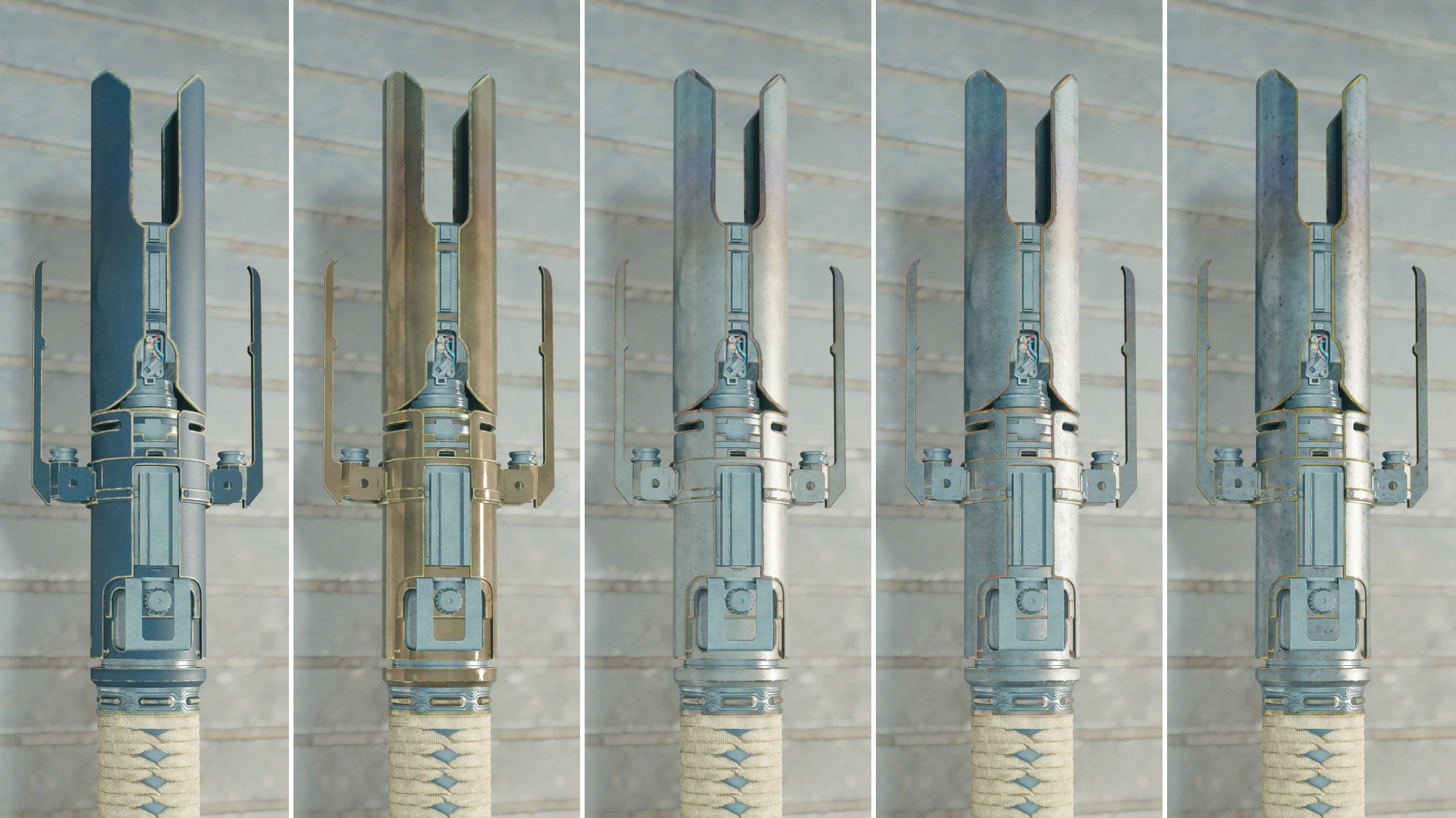 A close-up of part of a lightsaber on a Workbench in Jedi: Survivor.