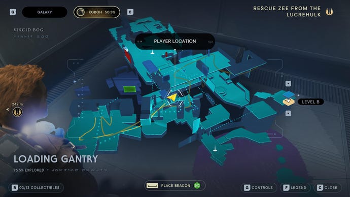 Part of the map of Koboh in Jedi: Survivor.