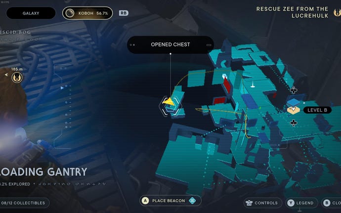 Part of the map of Koboh in Jedi: Survivor.