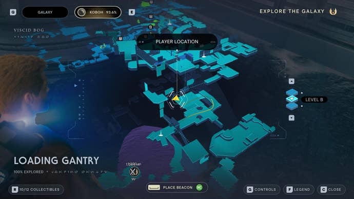 Part of the map of Koboh in Jedi: Survivor.