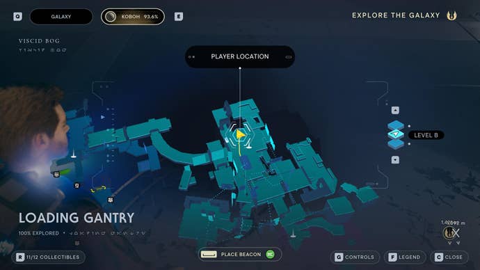 Part of the map of Koboh in Jedi: Survivor.