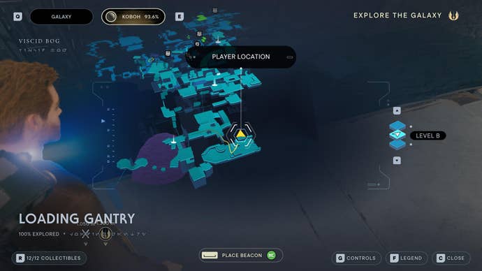 Part of the map of Koboh in Jedi: Survivor.