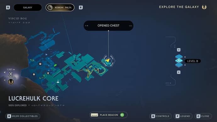 Part of the map of Koboh in Jedi: Survivor.