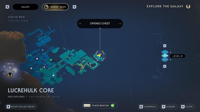 Part of the map of Koboh in Jedi: Survivor.