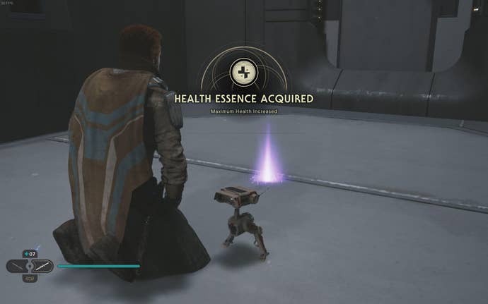 Cal approaches and picks up a collectible on Koboh in Jedi: Survivor.