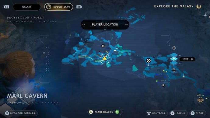 Part of the map of Koboh in Jedi: Survivor.