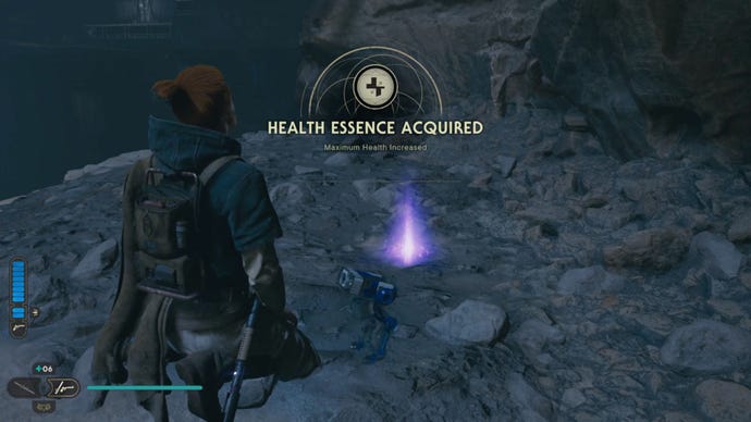 Cal approaches and picks up a collectible item on Koboh in Jedi: Survivor.