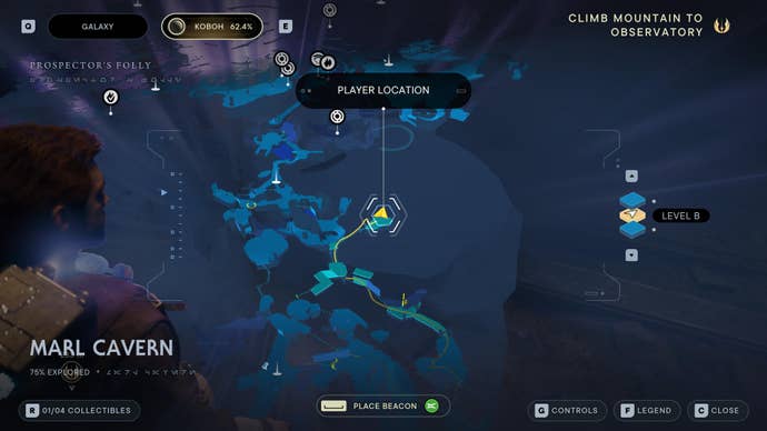 Part of the map of Koboh in Jedi: Survivor.