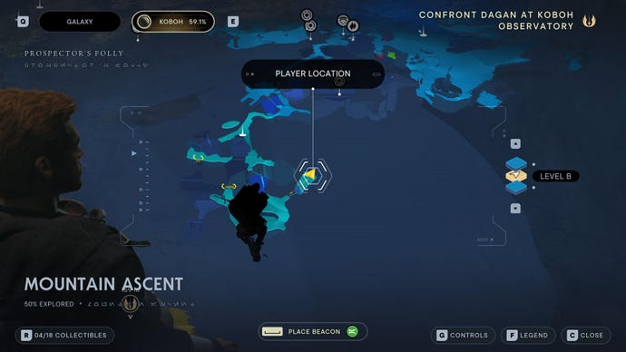 Part of the map of Koboh in Jedi: Survivor.