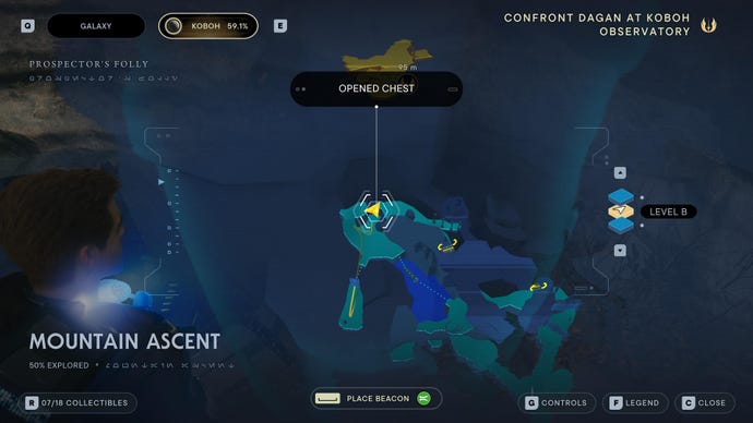 Part of the map of Koboh in Jedi: Survivor.