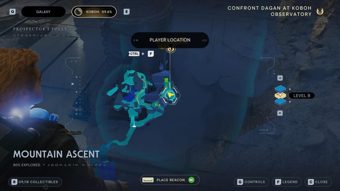 Part of the map of Koboh in Jedi: Survivor.