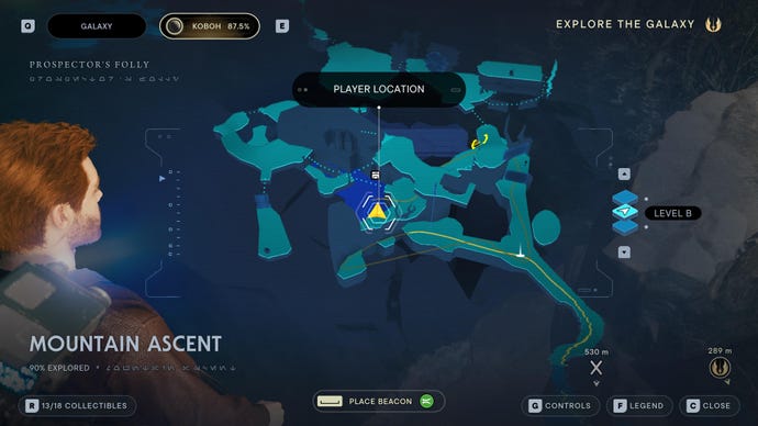 Part of the map of Koboh in Jedi: Survivor.