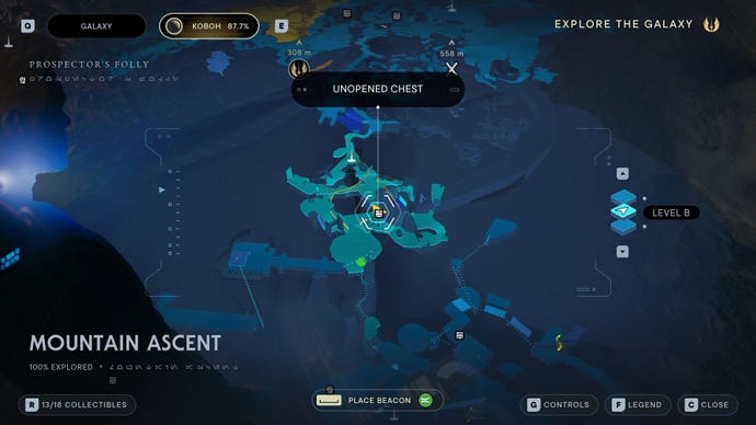 Part of the map of Koboh in Jedi: Survivor.