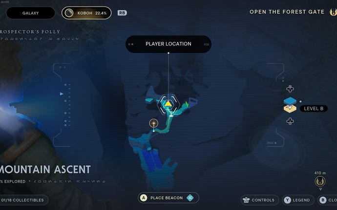 Part of the map of Koboh in Jedi: Survivor.