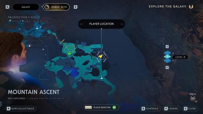 Part of the map of Koboh in Jedi: Survivor.