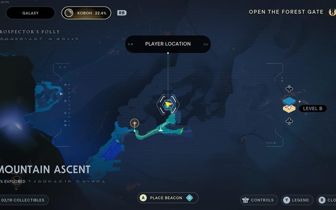 Part of the map of Koboh in Jedi: Survivor.