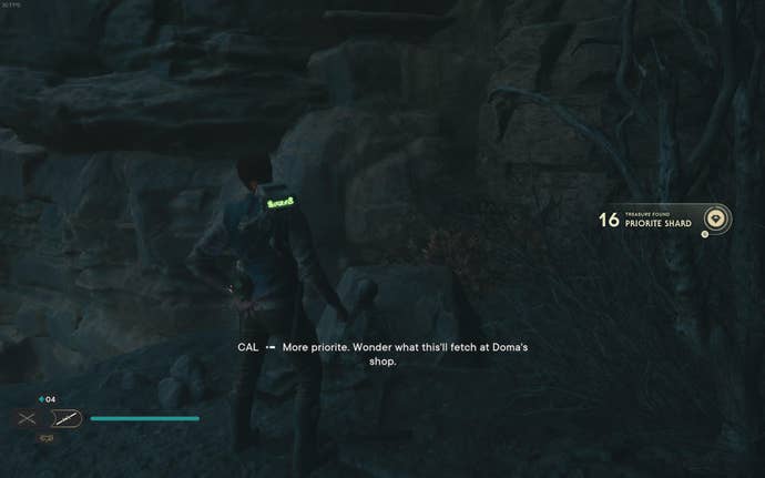 Cal approaches and picks up a collectible item on Koboh in Jedi: Survivor.