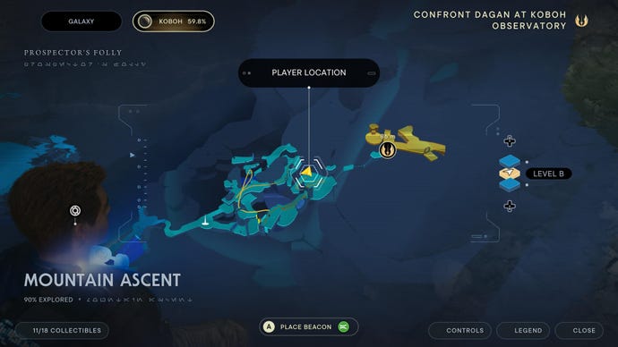 Part of the map of Koboh in Jedi: Survivor.