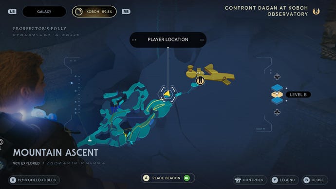 Part of the map of Koboh in Jedi: Survivor.