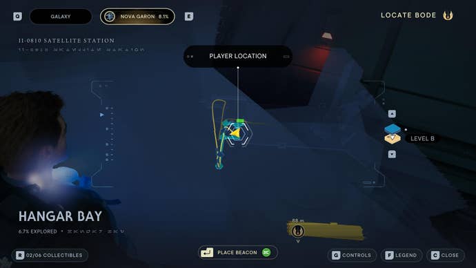 Part of the map of Nova Garon in Jedi: Survivor.