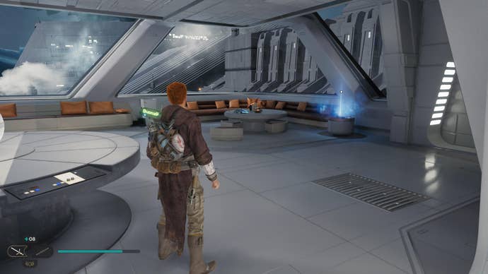 Cal approaches a Force Echo in the Officer’s Quarters of Nova Garon in Jedi: Survivor.