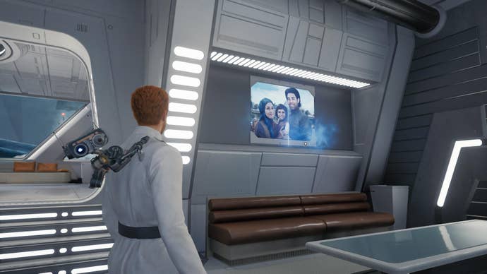 Cal approaches a Force Echo in the Officer’s Quarters of Nova Garon in Jedi: Survivor.