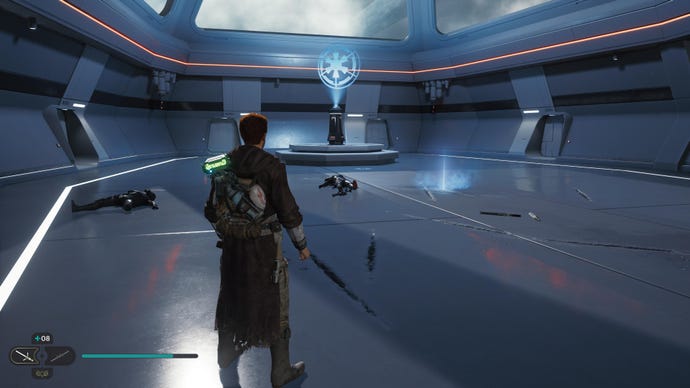 Cal approaches a Force Echo in the Officer’s Quarters of Nova Garon in Jedi: Survivor.