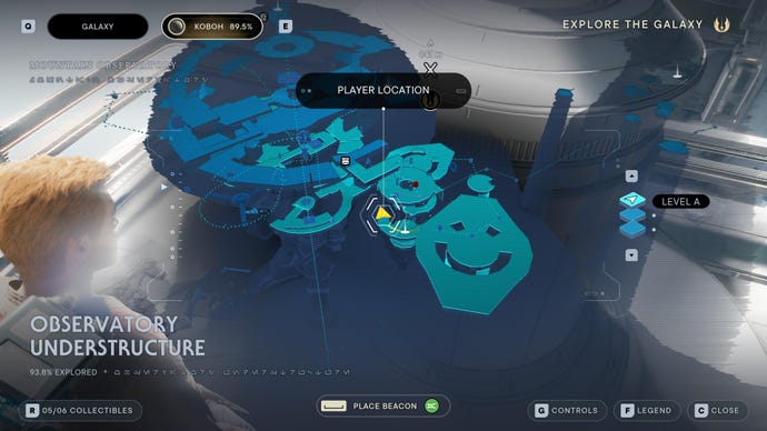 Part of the map of Koboh in Jedi: Survivor.