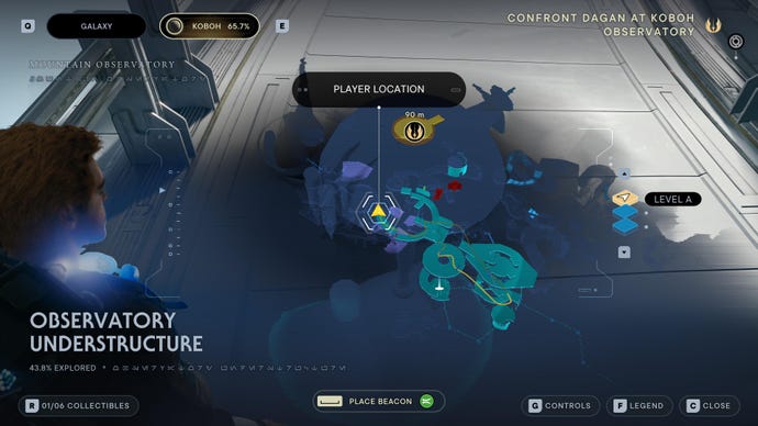 Part of the map of Koboh in Jedi: Survivor.