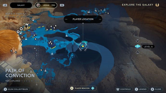 The Star Wars Jedi: Survivor Path of Conviction holomap location.