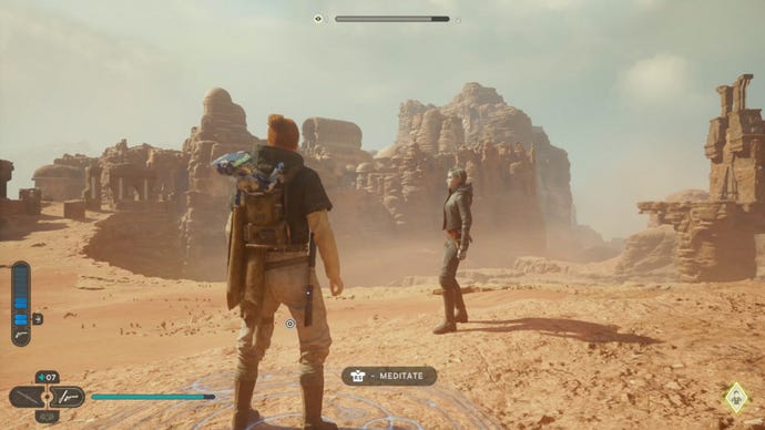 The Star Wars Jedi: Survivor Path of Persistence in the distance ahead of a Meditation Point.