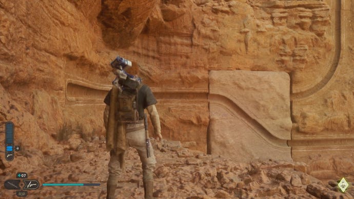 The diagonal panel in the Star Wars Jedi: Survivor Path of Restoration.