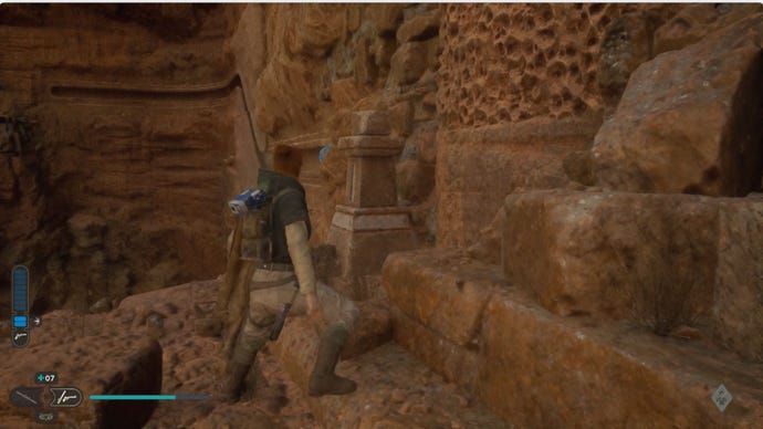 The sphere at the end of the lower track in the Star Wars Jedi: Survivor Path of Restoration.