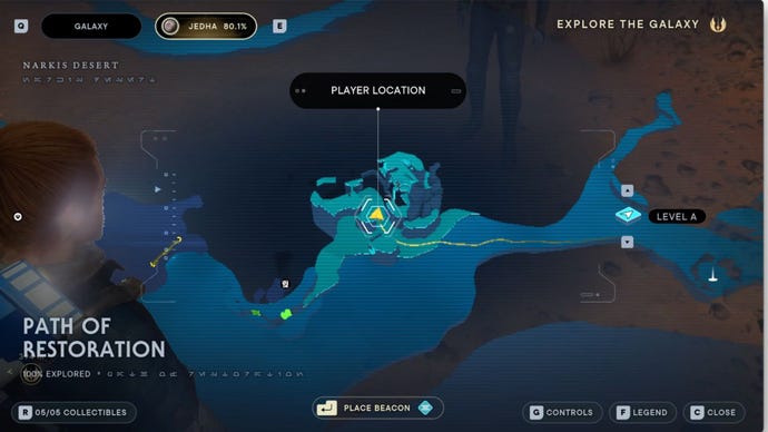 The Star Wars Jedi: Survivor Path of Restoration map location.