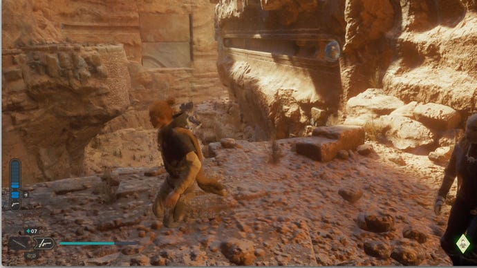 Pushing the sphere in the Star Wars Jedi: Survivor Path of Restoration.