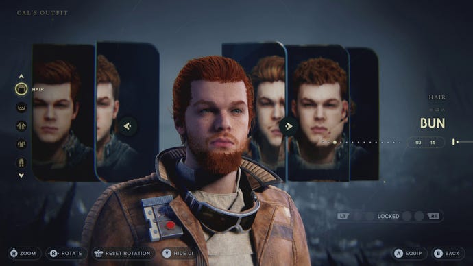 Customising Cal’s hair and beard in Star Wars: Jedi Survivor