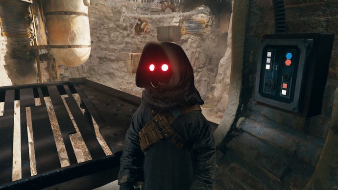 Star Wars Jedi: Survivor recruits the Jawa look on with interest.