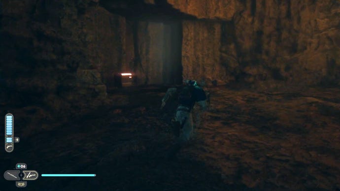 Cal runs past a red chest in Star Wars Jedi: Survivor.