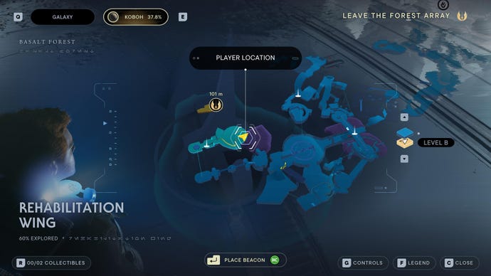 Part of the map of Koboh in Jedi: Survivor.