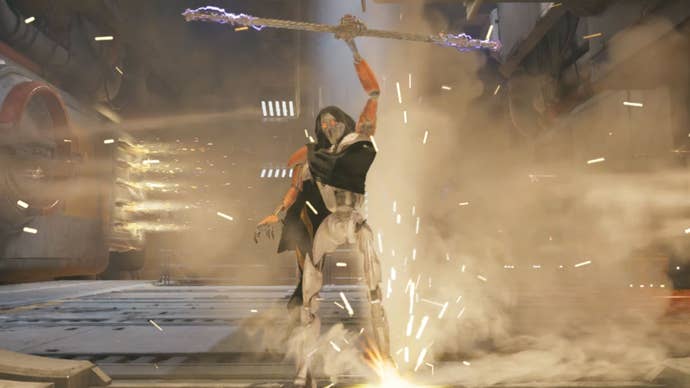 Cal fights the repogrammed magnagard in Star Wars Jedi: Survivor.