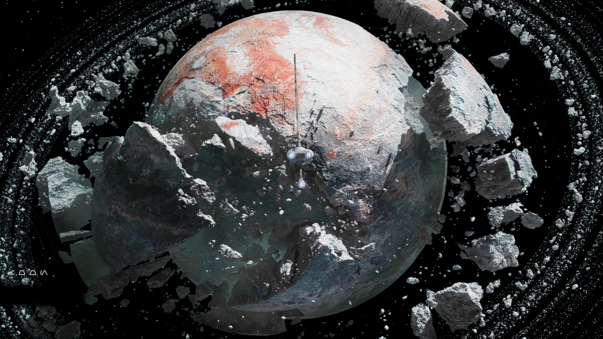 The Mantis flies towards Shattered Moon in a Star Wars Jedi: Survivor cutscene.