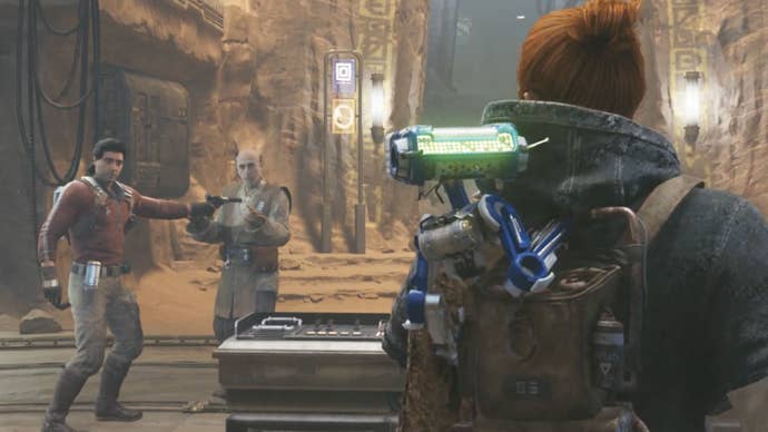 Bode Akuna shoots Eno Cordova in the Star Wars Jedi: Survivor story.