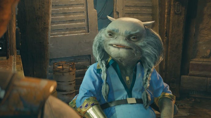 Greez at Pyloon’s Saloon in Star Wars Jedi: Survivor.