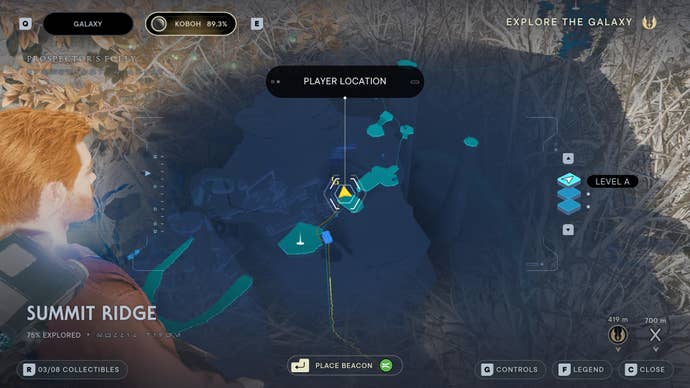 Part of the map of Koboh in Jedi: Survivor.