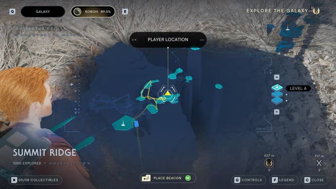 Part of the map of Koboh in Jedi: Survivor.