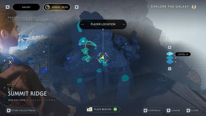 Part of the map of Koboh in Jedi: Survivor.