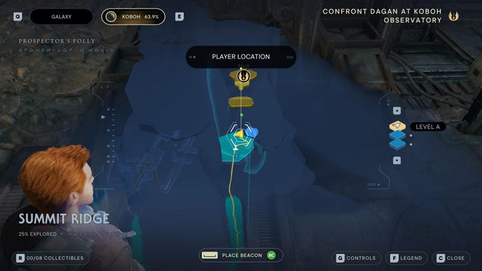 Part of the map of Koboh in Jedi: Survivor.